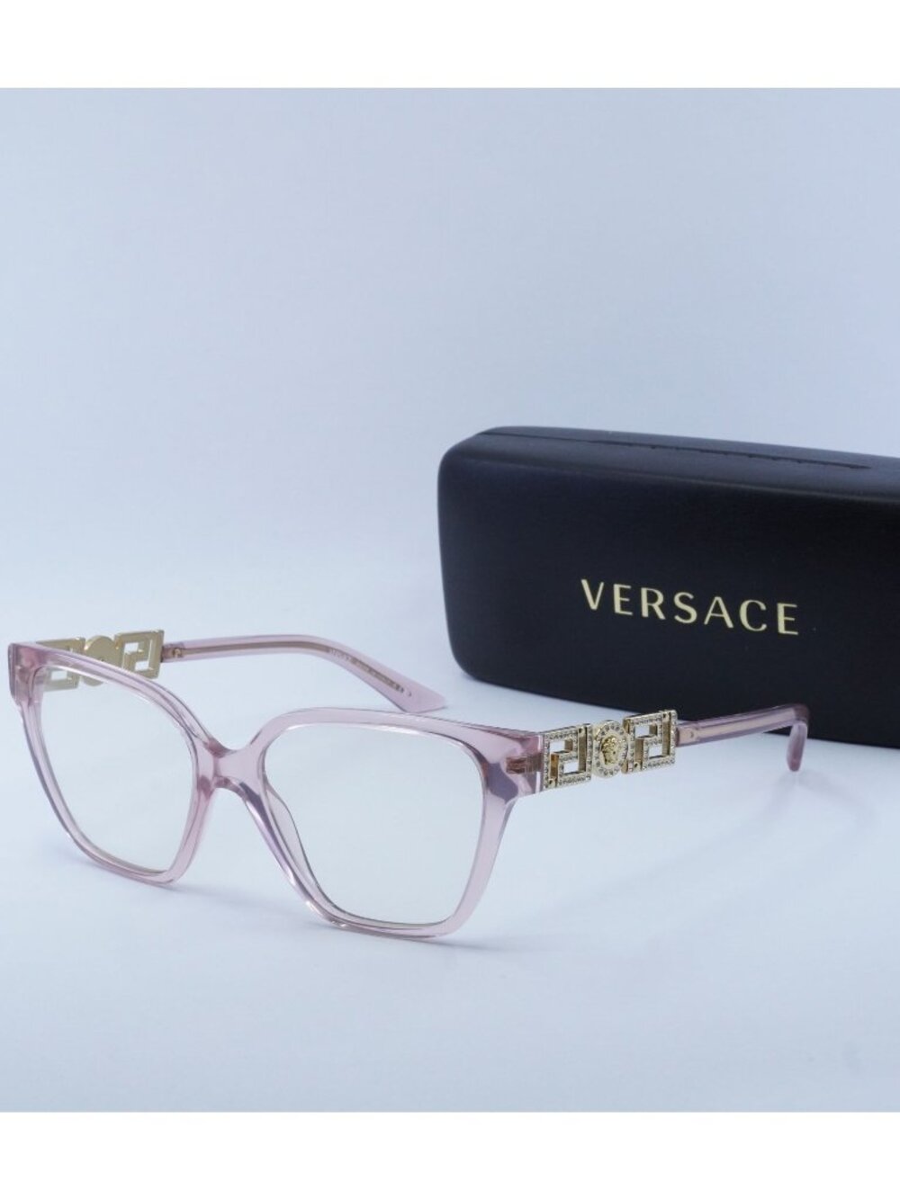 Versace VE3358B 5472 Cat Eye Eyeglasses – Transparent Pink 54mm